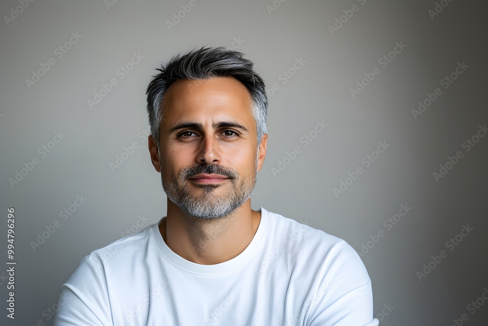 Portrait of adult man isolated on gray background. Professional businessman. Wellness and health. Healthy aging. Business and branding concept Portrait of adult man isolated on gray background. Professional businessman. Wellness and health. Healthy aging. Business and branding concept