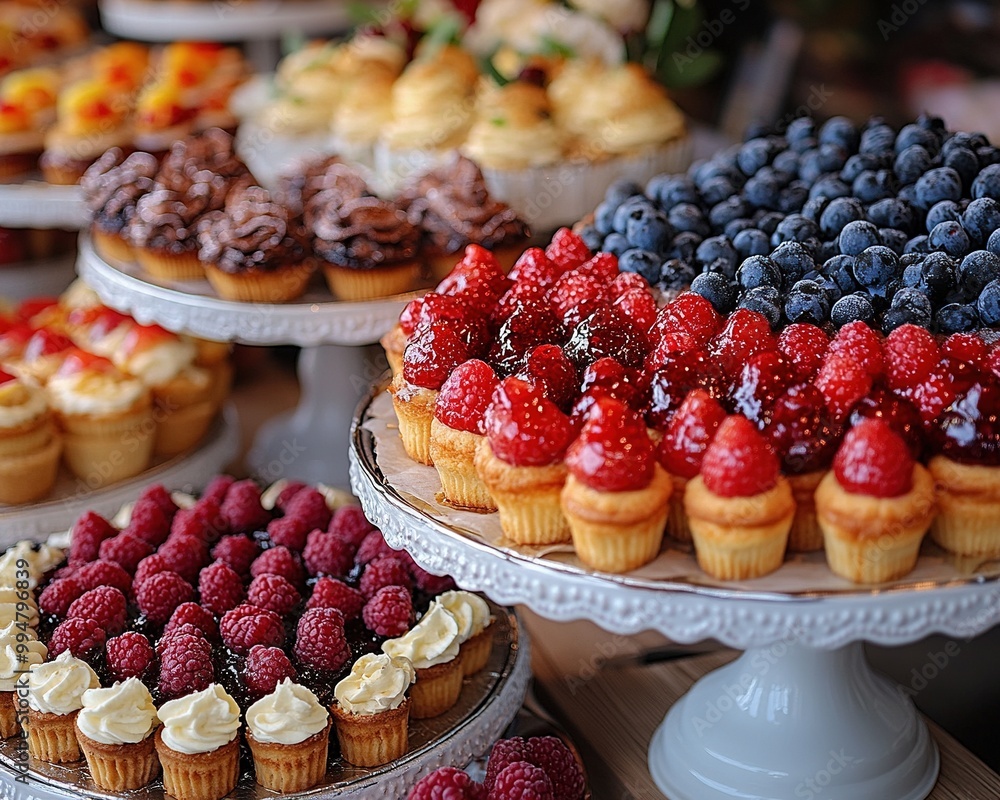 An Inviting Dessert Buffet Displaying a Variety of Mouthwatering Treats and Colorful Delicacies An Inviting Dessert Buffet Displaying a Variety of Mouthwatering Treats and Colorful Delicacies