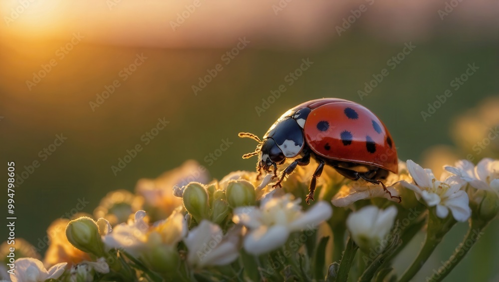 Ladybug resting on flower in natural setting Ladybug resting on flower in natural setting