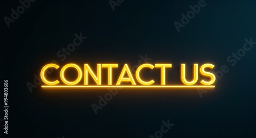 contact us word lettering with yellow glow on plain black dark background