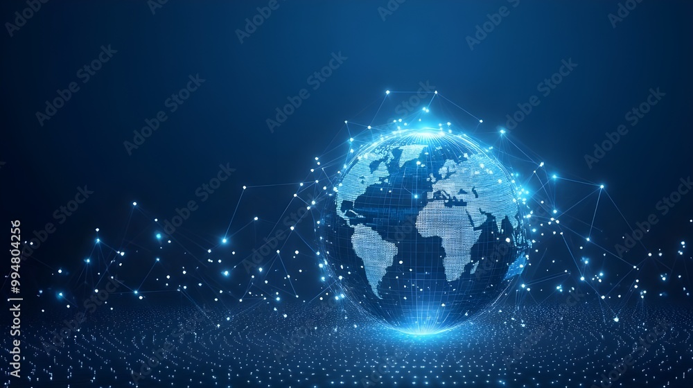 Digital Globe with Connecting Lines and Futuristic Icons. Digital Globe with Connecting Lines and Futuristic Icons.