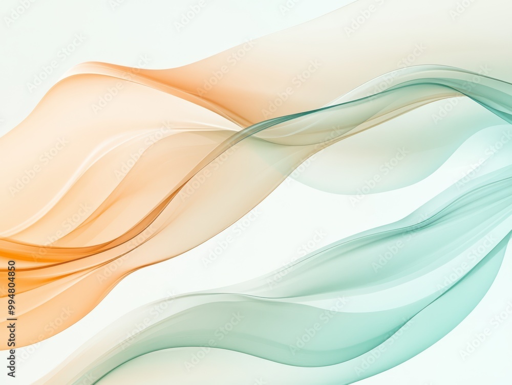 Fototapeta premium flowing liquid-like waves in pastel peach and turquoise, the serene and fluid movement.