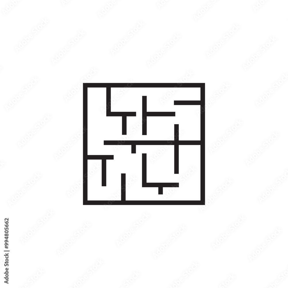 Maze labyrinth geometric line logo design Maze labyrinth geometric line logo design
