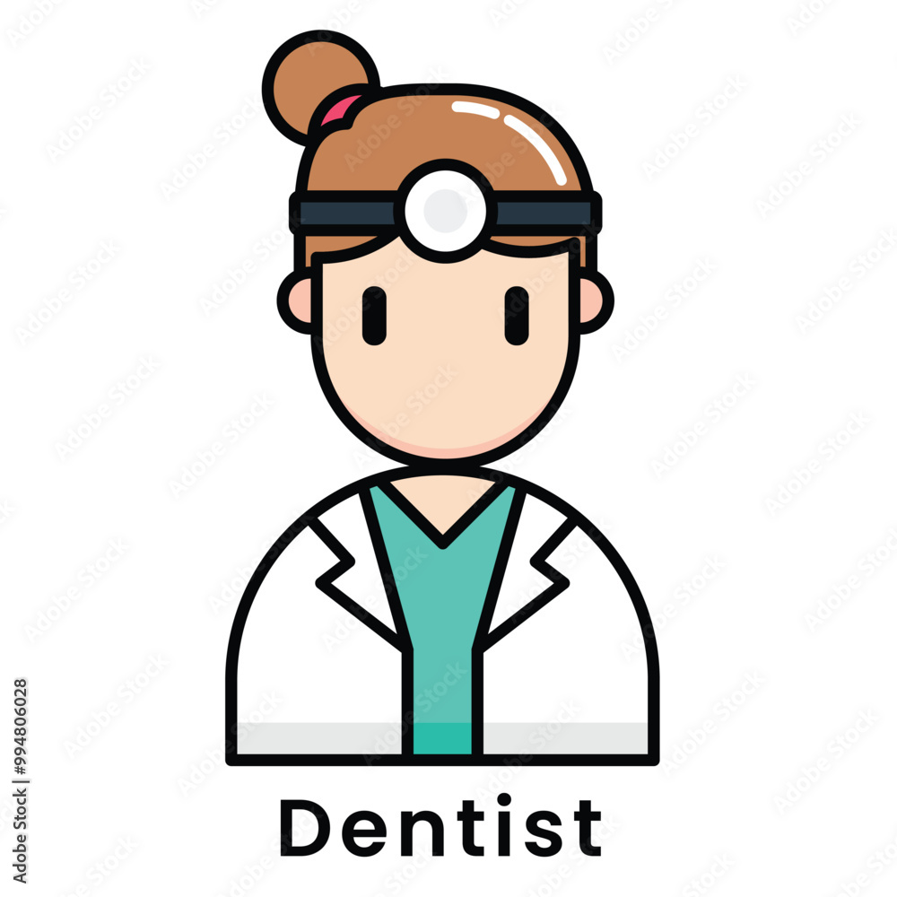 Dentist avatar character cartoon design style, Editable vector stroke outline Dentist avatar character cartoon design style, Editable vector stroke outline