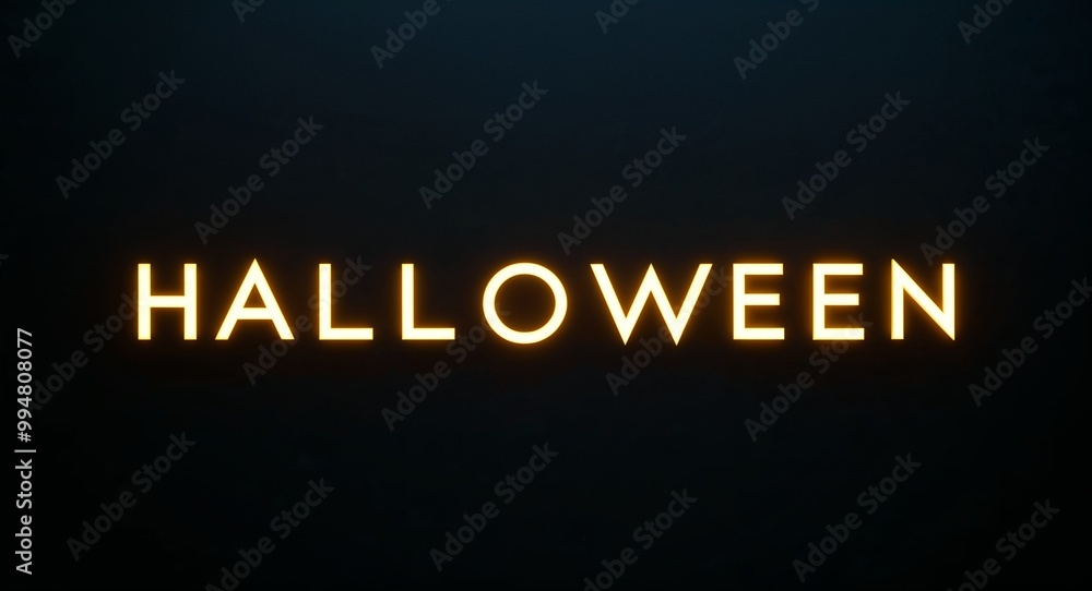Obraz premium halloween word lettering with yellow glow on plain black dark background