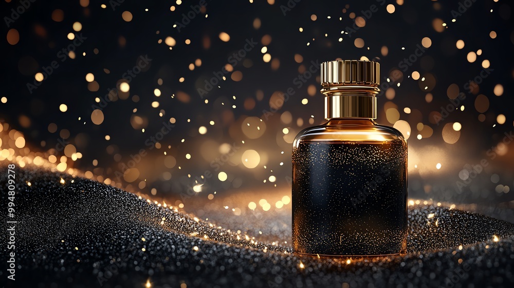 Luxury product label, golden accents, 3D illustration Luxury product label, golden accents, 3D illustration