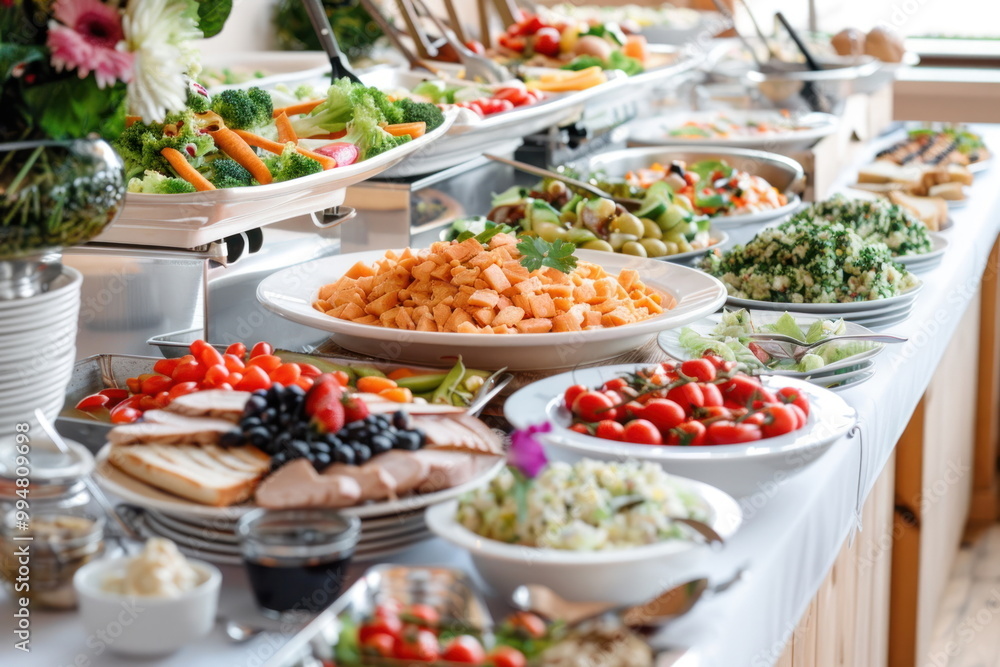 Catering food on long table, Party Catering food on long table, Party