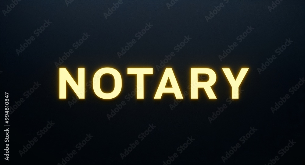 notary word lettering with yellow glow on plain black dark background notary word lettering with yellow glow on plain black dark background