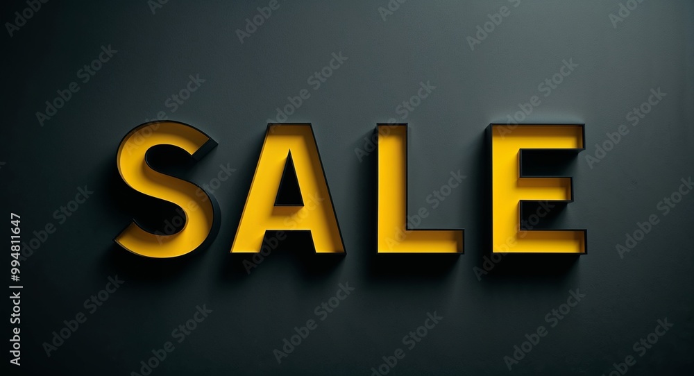 sale word lettering with yellow glow on plain black dark background sale word lettering with yellow glow on plain black dark background