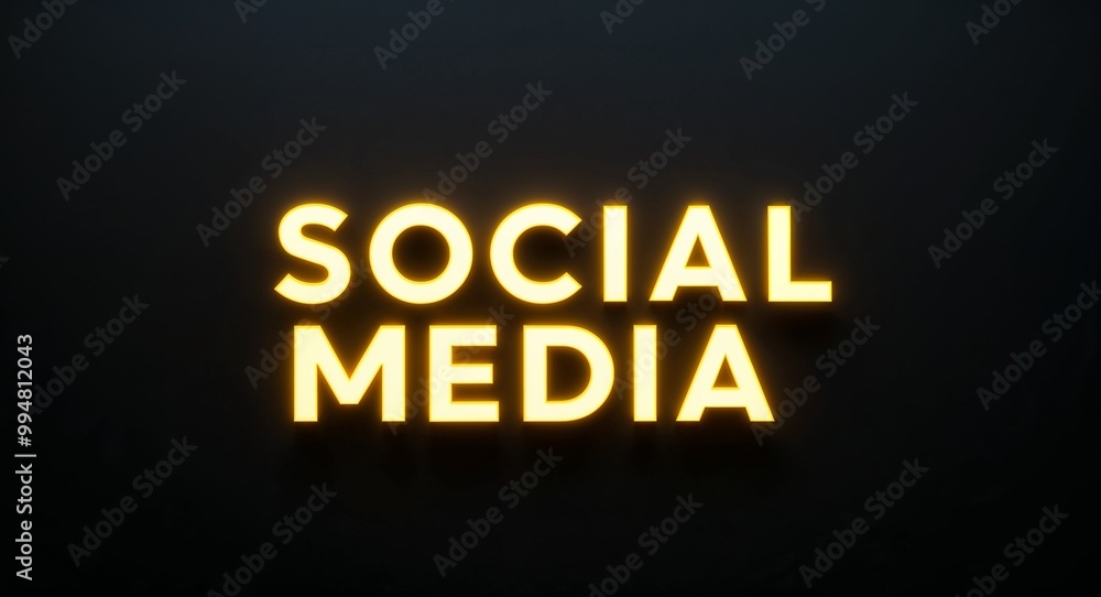 social media word lettering with yellow glow on plain black dark background social media word lettering with yellow glow on plain black dark background
