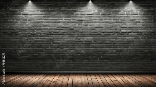 rustic gray brick wall with spotlight background
