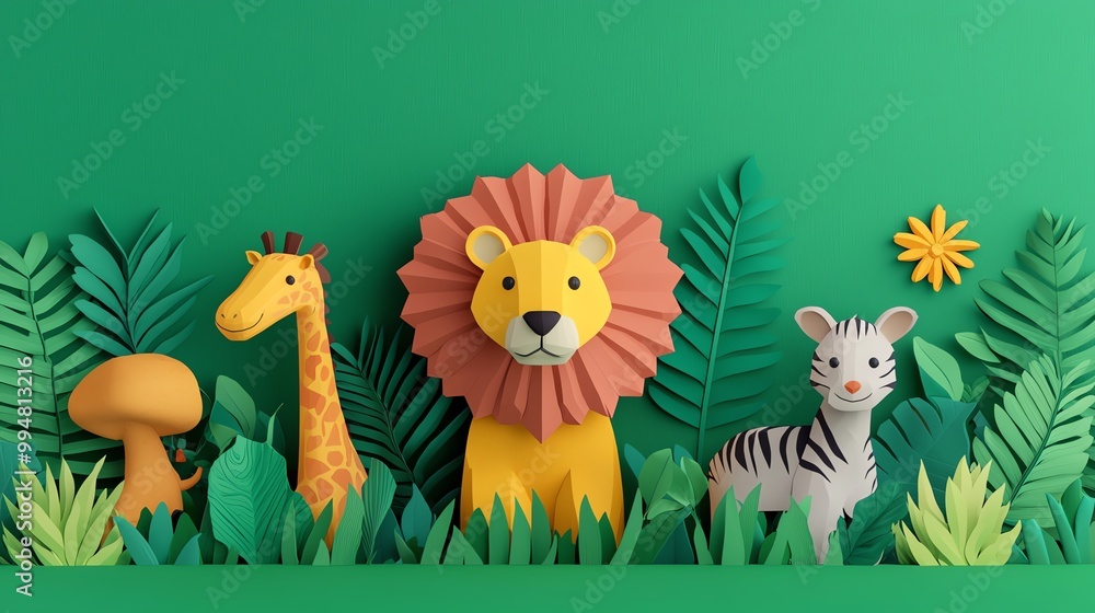 Obraz premium Endangered species, animals in fragmented habitats, 3D illustration