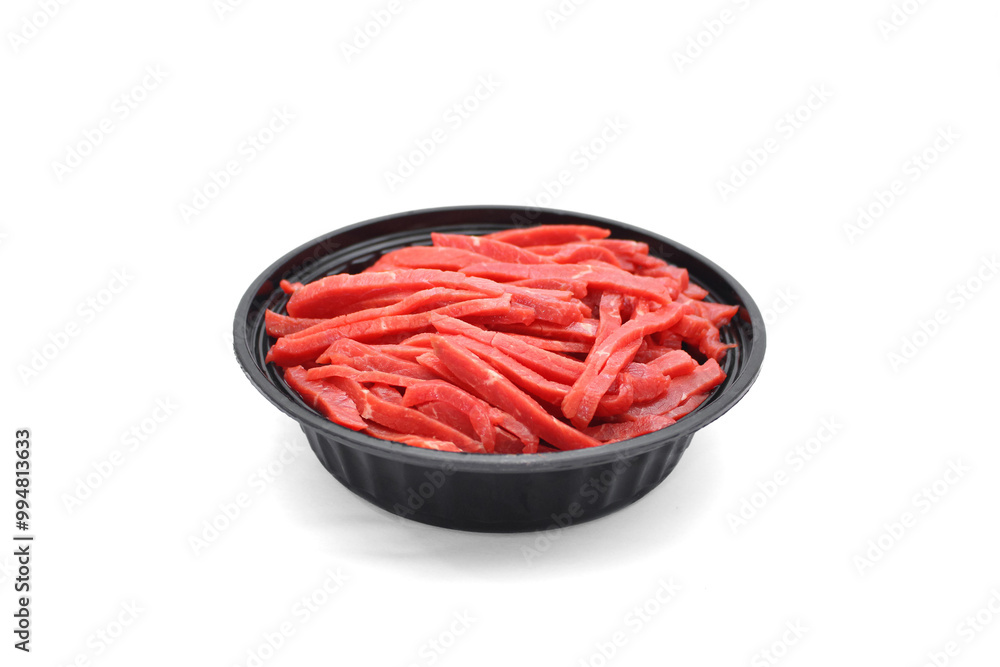 raw shawarma beef meat gray dish isolated white background raw shawarma beef meat gray dish isolated white background