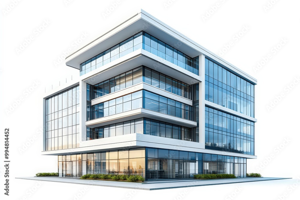 A metropolitan office building, sophisticated architectural style, photorealistic, isolated on white background A metropolitan office building, sophisticated architectural style, photorealistic, isolated on white background