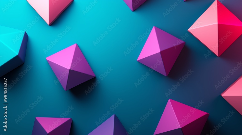 Bright, neoncolored geometric shapes floating in a dark, abstract space, representing futuristic and imaginative design Bright, neoncolored geometric shapes floating in a dark, abstract space, representing futuristic and imaginative design
