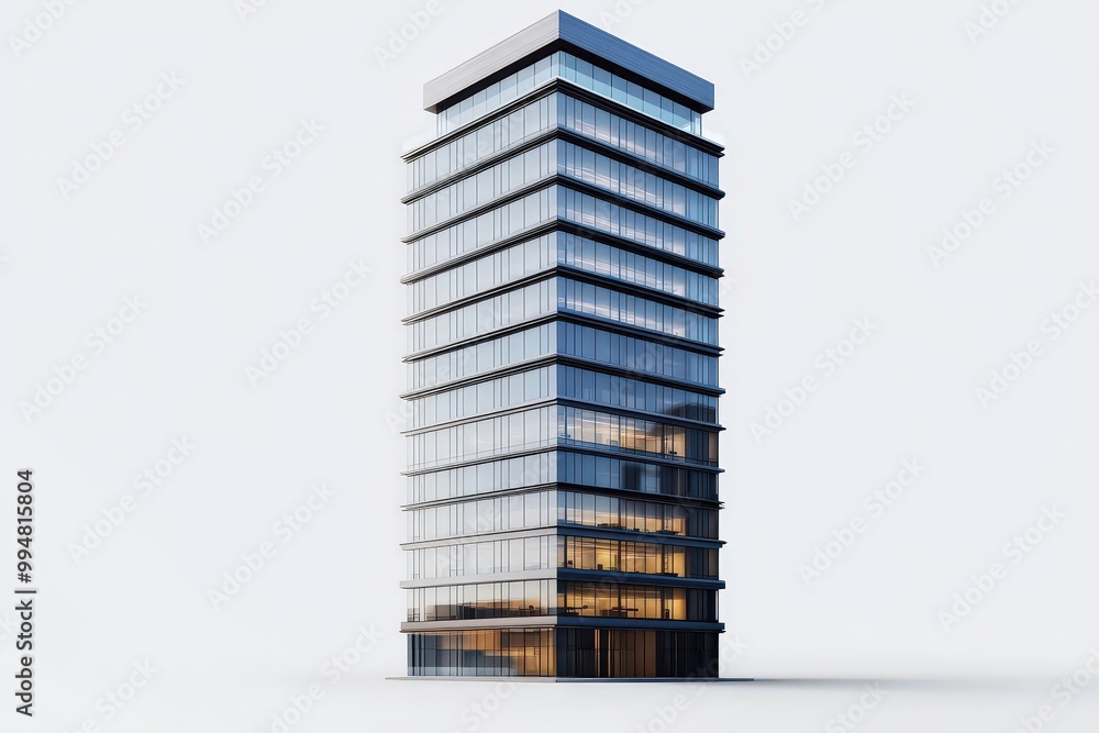 An iconic urban office tower, minimalist style, photorealistic, isolated on white background An iconic urban office tower, minimalist style, photorealistic, isolated on white background