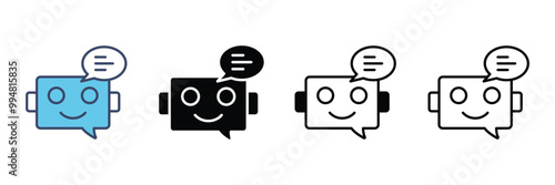 Set of chatbot icon Collection. Chatbot ai with a robot symbol. Vector Illustration.