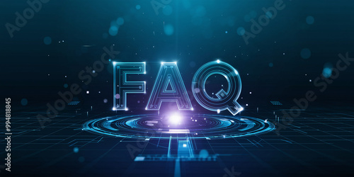 Dynamic FAQ Typography with Glowing Neon Lines and Futuristic Circuit Design
