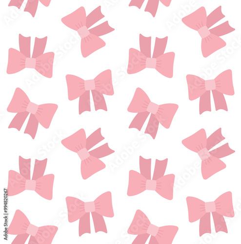 Vector seamless pattern of flat pink bowtie isolated on white background