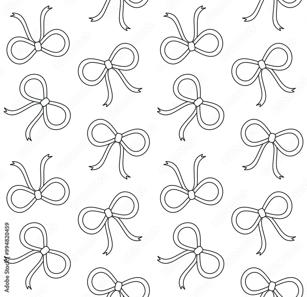 Fototapeta premium Vector seamless pattern of flat outline bowtie isolated on white background