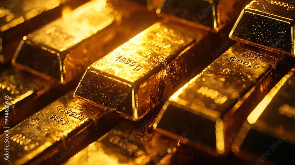 Close Up of Stacked Gold Bars Shiny Precious Metal Ingots Close Up of Stacked Gold Bars Shiny Precious Metal Ingots