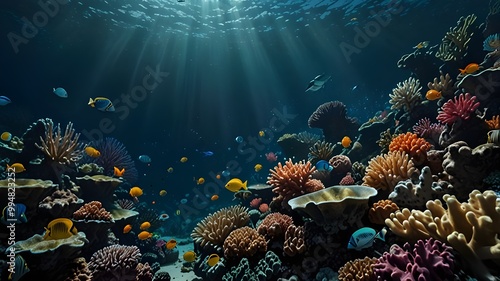 tropical coral reef in the sea fish in aquarium. Generative AI