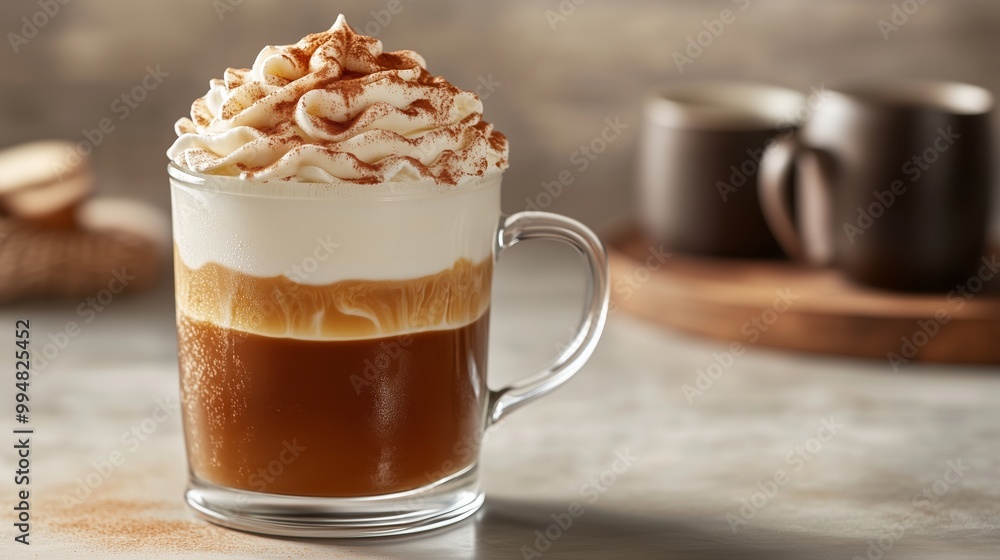 A cozy Irish café features a café irlandés topped with whipped cream and cinnamon in warm lighting. A cozy Irish café features a café irlandés topped with whipped cream and cinnamon in warm lighting.