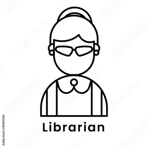 avatar character librarian outline design style, Editable vector stroke outline