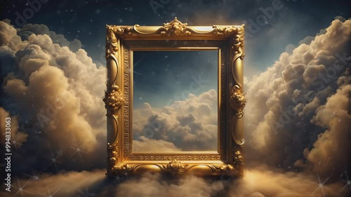 Wallpaper Mural A Golden Frame Floating Amidst Clouds Torontodigital.ca