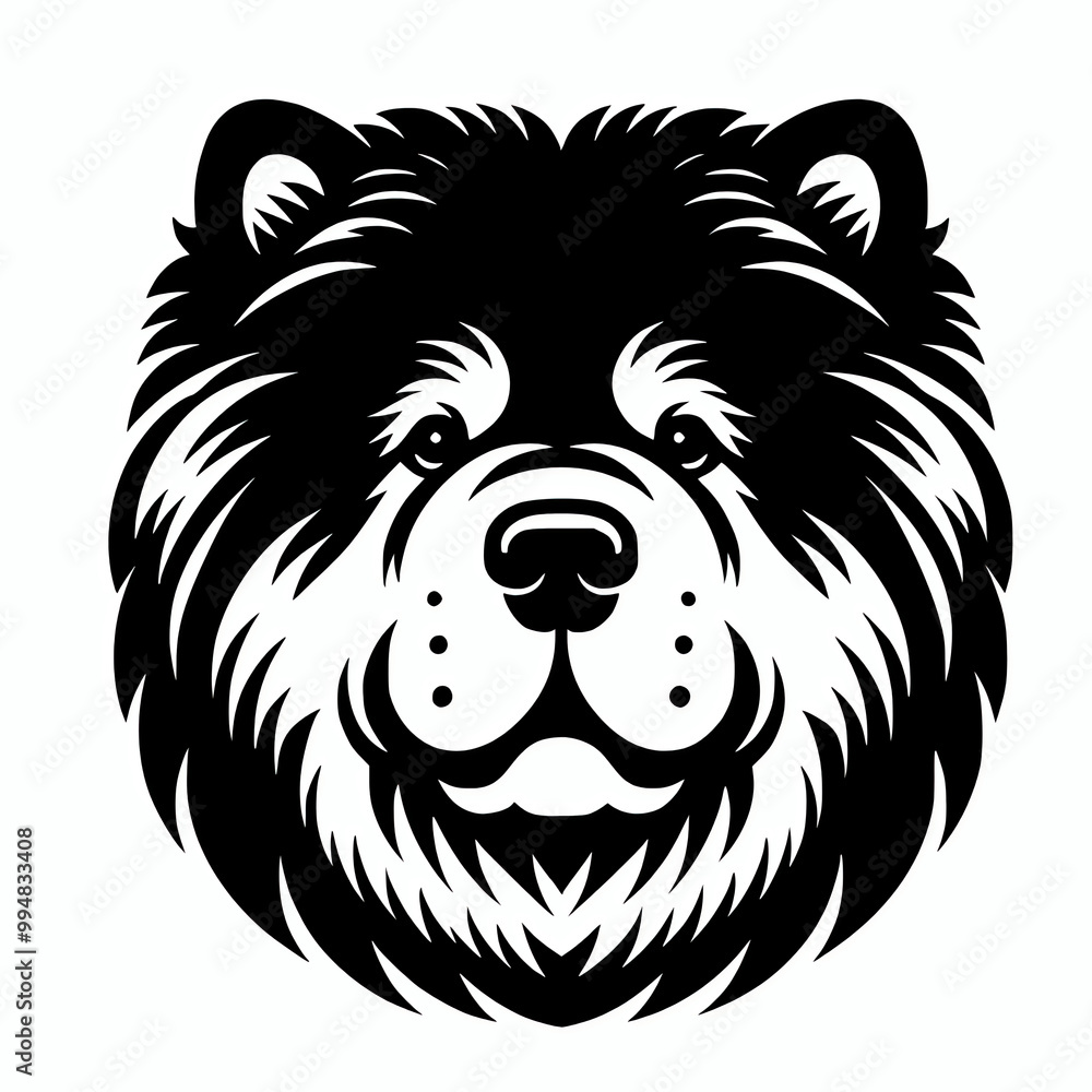 Chow chow dog face vector silhouette illustration on white background Chow chow dog face vector silhouette illustration on white background