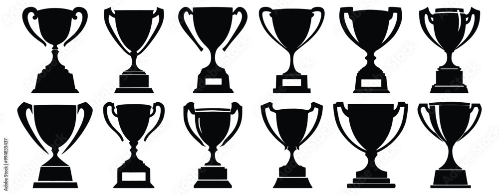 Trophy silhouette set vector design big pack of award illustration and icon Trophy silhouette set vector design big pack of award illustration and icon