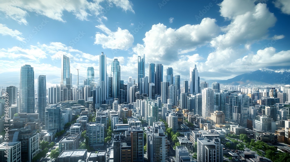 Obraz premium Modern cityscape, panoramic background. 