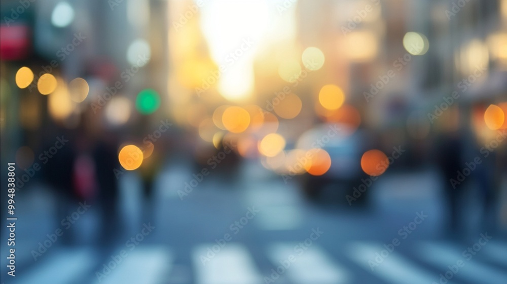 Blurred urban street scene with vibrant bokeh lights at dusk, capturing the essence of a bustling city crosswalk during rush hour. Soft focus creates dreamy atmosphere. Blurred urban street scene with vibrant bokeh lights at dusk, capturing the essence of a bustling city crosswalk during rush hour. Soft focus creates dreamy atmosphere.