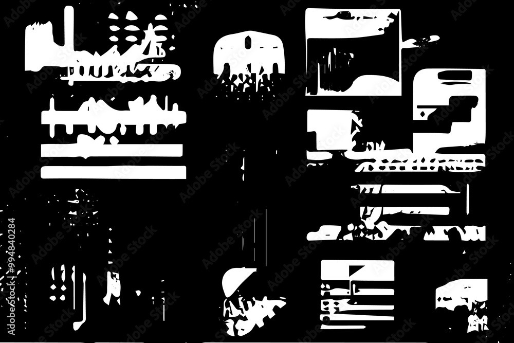 Naklejka premium Dark Patterns: Grunge Background with Abstract Graphics – Stock Photo