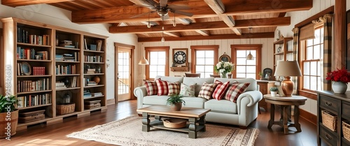 Rustic Living Room with Wooden Beams