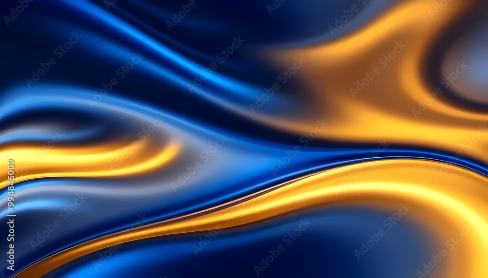 Abstract Wavy Lines in Blue and Gold Abstract Wavy Lines in Blue and Gold