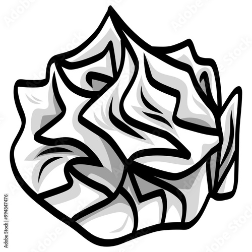 Crumpled Paper Ball Vector Illustration Drawing