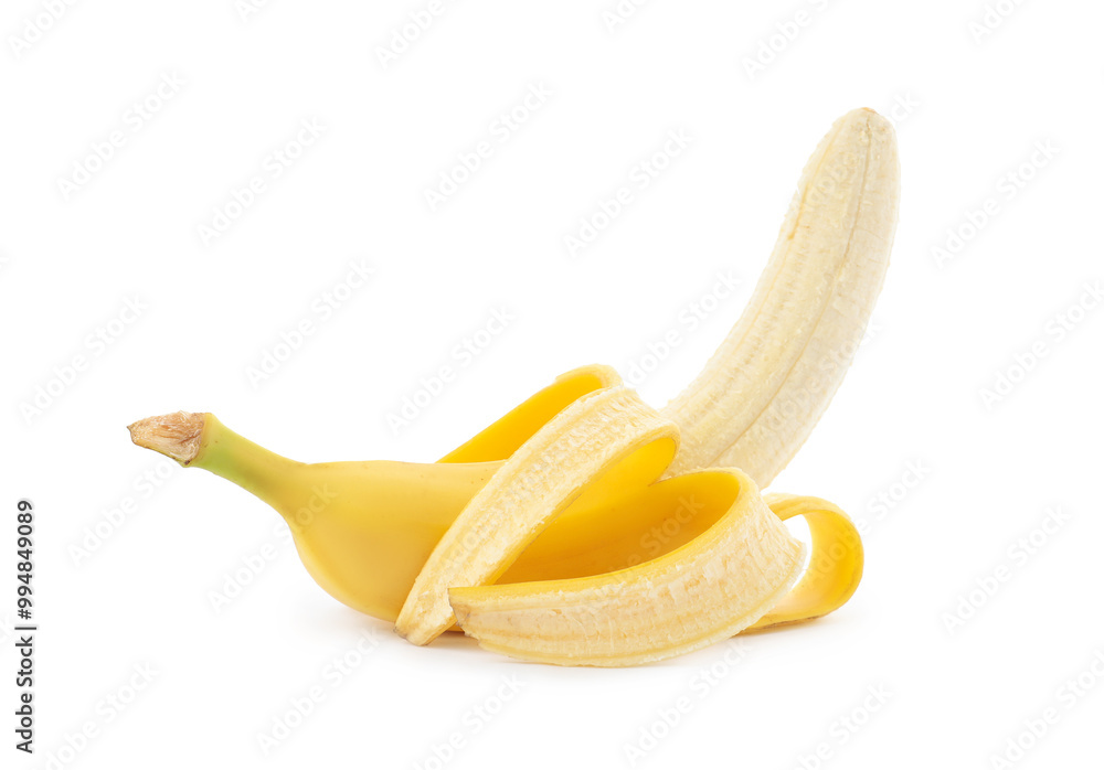 Peeled delicious ripe banana isolated on white Peeled delicious ripe banana isolated on white