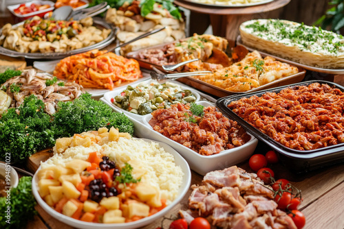 Buffet food catering food party on the table.