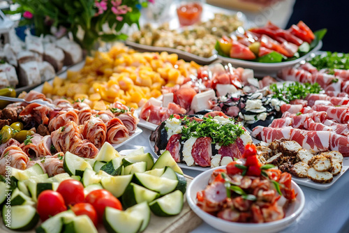 Buffet food catering food party on the table.