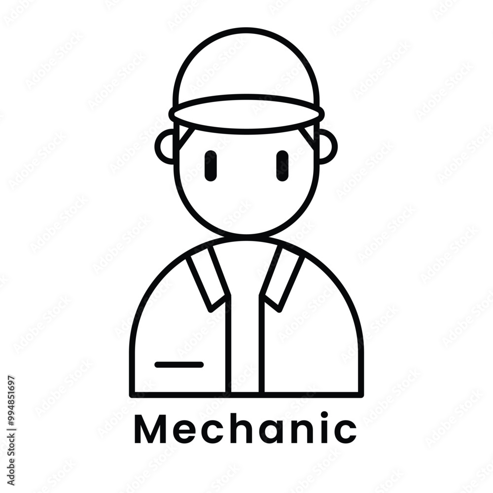 avatar character mechanic outline design style, Editable vector stroke outline avatar character mechanic outline design style, Editable vector stroke outline