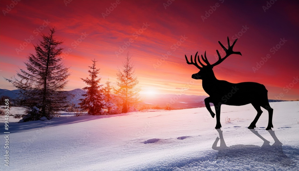 Majestic Deer Silhouette Against Vibrant Sunset Majestic Deer Silhouette Against Vibrant Sunset