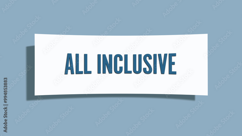 All Inclusive. A card isolated on blue background. All Inclusive. A card isolated on blue background.