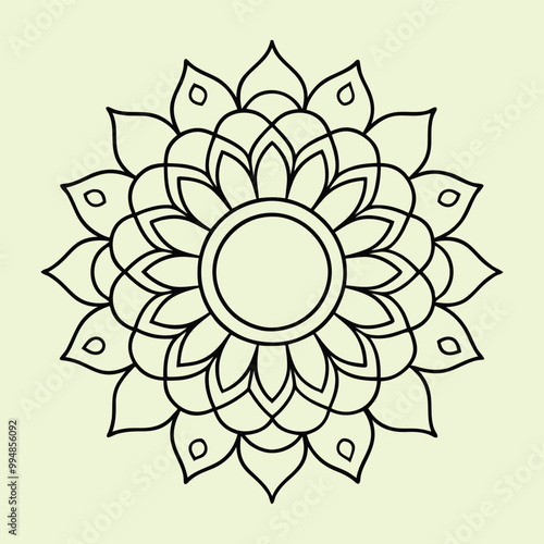 Simple minimal mehndi silhouette Vector, luxury mandala design