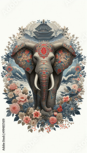 Wallpaper Mural 日本画（Japanese painting）／象（Elephant）	浮世絵　イラスト Torontodigital.ca