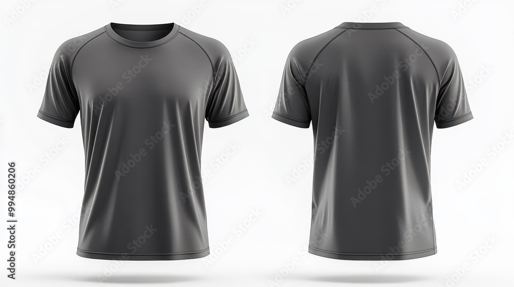 A plain gray t-shirt displayed from the front and back, suitable for sports or casual wear. A plain gray t-shirt displayed from the front and back, suitable for sports or casual wear.