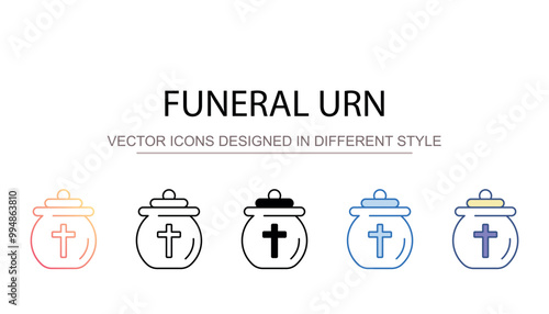 Funeral urn icon design with white background stock illustration