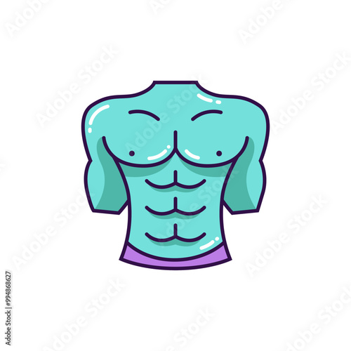 Gym fitness six pack symbol colored icon