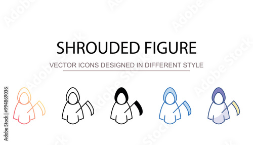 Shrouded figure icon design with white background stock illustration