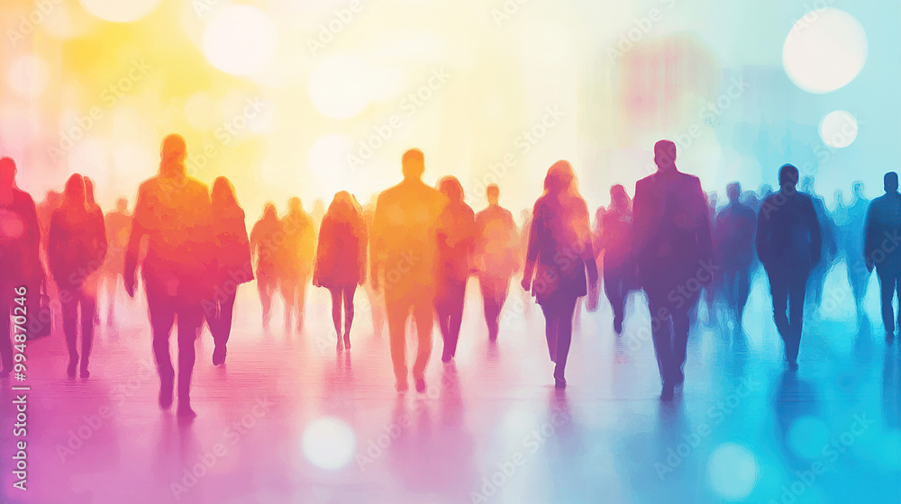 Abstract watercolor painting of business people walking in the city, on a white background Abstract watercolor painting of business people walking in the city, on a white background